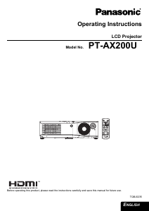 Bruksanvisning Panasonic PT-AX200U Projektor