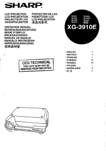 Handleiding Sharp XG-3910E Beamer