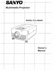 Bruksanvisning Sanyo PLC-8800N Projektor
