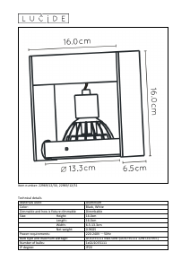 Instrukcja Lucide 22969/12/30 Griffon Lampa