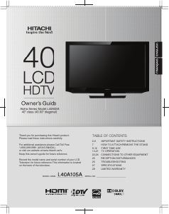 Manual Hitachi L40A105A LCD Television