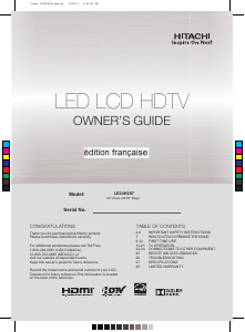 Mode d’emploi Hitachi LE24H307 Téléviseur LED