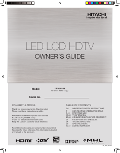 Manual Hitachi LE50H508 LED Television