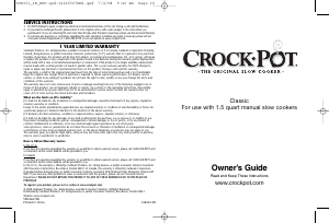 Bruksanvisning Crock-Pot SCR151 Slow cooker