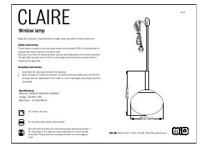 Bruksanvisning Mio Claire Lampa