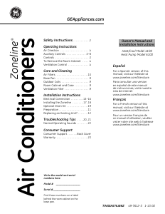 Bruksanvisning GE AZ41E09DAP Zoneline Luftkonditionering