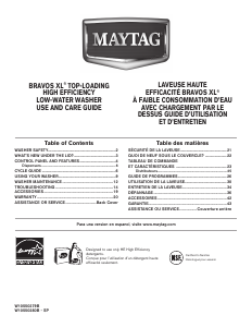 Bruksanvisning Maytag MVWB980BG Bravos Tvättmaskin
