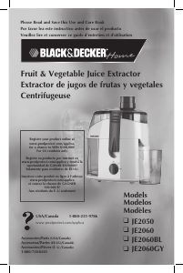 Handleiding Black and Decker JE2050 Sapcentrifuge