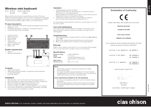 Käyttöohje Clas Ohlson KG8004 Näppäimistö