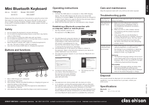Manual Clas Ohlson SK-039BT Keyboard