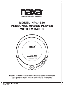 Bruksanvisning Naxa NPC-320 Discman