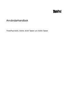 Bruksanvisning Lenovo ThinkPad X220i Tablet