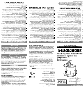 Manual de uso Black and Decker JE1200 Licuadora