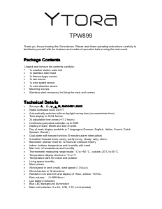 Manual Ytora TPW899 Weather Station