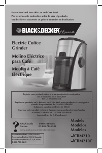 Manual Black and Decker CBM210 Coffee Grinder
