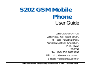 Manual ZTE S202 Mobile Phone