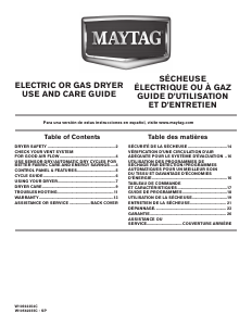 Manual Maytag MGDC300BW Dryer