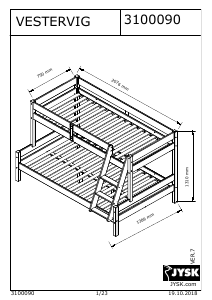Посібник JYSK Vestervig (75/120x200) Двоярусне ліжко