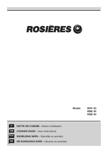 Bruksanvisning Rosières RHV 93/1 IN Köksfläkt