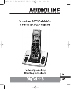 Bedienungsanleitung Audioline BigTel 118 Schnurlose telefon