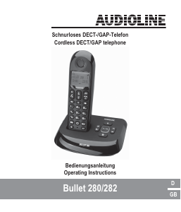 Bruksanvisning Audioline Bullet 282 Trådlös telefon