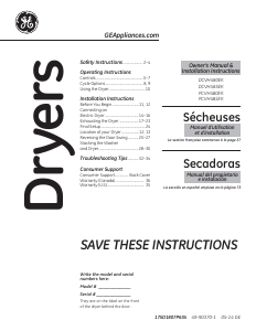 Manual de uso GE DCVH480EK Secadora