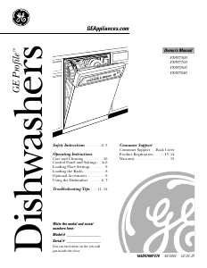 Manual GE PDW7880GSS Dishwasher