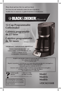 Mode d’emploi Black and Decker DCM3100B Cafetière