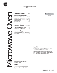 Bruksanvisning GE PEM31DFCC Profile Mikrovågsugn