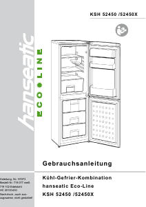Bedienungsanleitung Hanseatic KSH-52450 Kühl-gefrierkombination