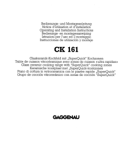 Bedienungsanleitung Gaggenau CK161114 Kochfeld