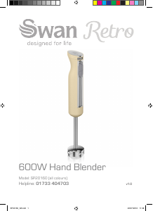 Bruksanvisning Swan SP20160ON Stavmixer