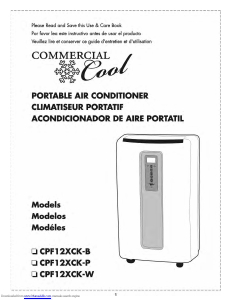 Mode d’emploi Commercial Cool CPF12XCK-W Climatiseur