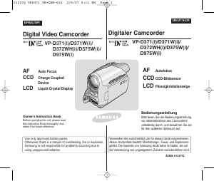 Bruksanvisning Samsung VP-D371 Videokamera