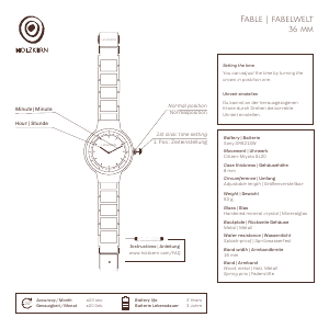 Bedienungsanleitung Holzkern Pegasus Armbanduhr