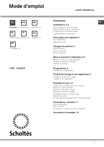 Manuale Scholtès LTE 14-3210 Lavastoviglie