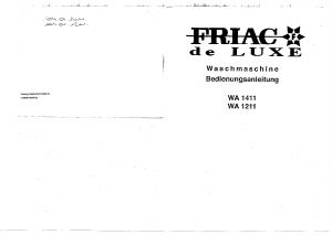 Handleiding Friac WA 1411 Wasmachine