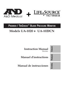Manual de uso A and D Medical UA-1020 Tensiómetro
