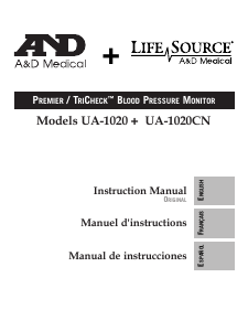 Mode d’emploi A and D Medical UA-1020 Tensiomètre