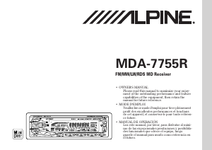 Handleiding Alpine MDA-7755R Autoradio