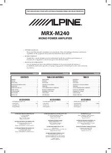 Mode d’emploi Alpine MRX-M240 Amplificateur de voiture
