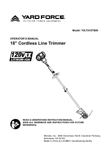 Bruksanvisning Yard Force Y0LTX18TB00 Grästrimmer
