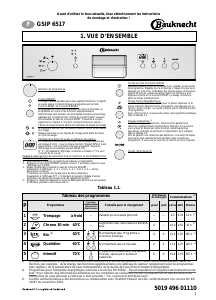 Mode d’emploi Bauknecht GSIP 6517/2 IN Lave-vaisselle