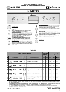 Manual Bauknecht GSIP 6517/1 SW Dishwasher
