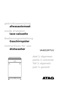 Bruksanvisning ATAG VA4011MT Diskmaskin