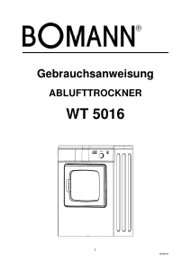 Bedienungsanleitung Clatronic WT 5016 Trockner