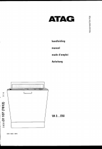 Manual ATAG VA300I Dishwasher