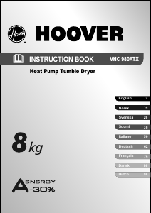 Manuale Hoover VHC 980ATXX-S Asciugatrice