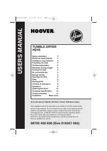 Bruksanvisning Hoover HDV 6 Torktumlare