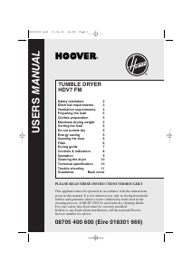 Bruksanvisning Hoover HDV 7 FM Torktumlare